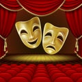 Theater scene. Theatrical masks.