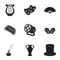 Theater set icons in black style. Big collection of theater vector symbol stock illustration