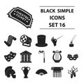 Theater set icons in black style. Big collection theater vector symbol stock illustration