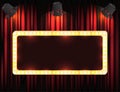 Theater sign or cinema sign on curtain with spot light Royalty Free Stock Photo