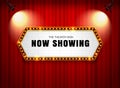 theater sign on curtain with spotlight vector