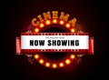 Theater sign theater glowing circle retro style cinema neon sign Royalty Free Stock Photo