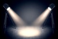 Theater spot lights in empty studio Royalty Free Stock Photo