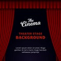 Theater stage background design. opened red curtain vector illustration Royalty Free Stock Photo