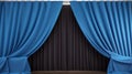 Theater stage with blue curtains illustration background, Generative AI Royalty Free Stock Photo