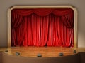 Theater stage with closed red curtain. 3D illustration Royalty Free Stock Photo