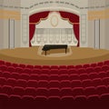 Theater stage with curtains entertainment spotlights theatrical scene interior old opera performance background Royalty Free Stock Photo