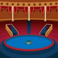 Theater stage with curtains entertainment spotlights theatrical scene interior old opera performance background vector Royalty Free Stock Photo