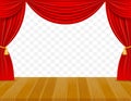 Theater stage in the hall with red curtains vector illustration Royalty Free Stock Photo