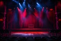 Theater stage light background with spotlight illuminated the stage for opera performance. Empty stage with warm ambiance colors Royalty Free Stock Photo