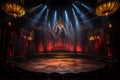 Theater stage light background with spotlight illuminated the stage for opera performance. Empty stage with warm ambiance colors Royalty Free Stock Photo