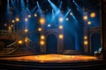 Theater stage light background with spotlight illuminated the stage for opera performance. Empty stage with warm ambiance colors Royalty Free Stock Photo