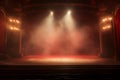 Theater stage light background with spotlight illuminated the stage for opera performance. Empty stage with warm ambiance colors, Royalty Free Stock Photo