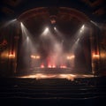 Theater stage light background with spotlight illuminated the stage for opera performance. Empty stage with warm ambiance colors, Royalty Free Stock Photo
