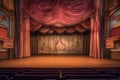 theater stage with open curtains and no audience