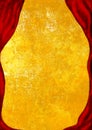 Theater Stage with red curtain, golden background Royalty Free Stock Photo