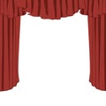 Theater stage with red curtain white background. Royalty Free Stock Photo