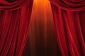 Theater stage red curtains