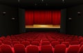 Theater stage with red curtains and seats Royalty Free Stock Photo