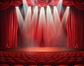 Theater Stage With Red Curtains and Red Seats Royalty Free Stock Photo