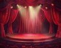 Theater Stage With Red Curtains and Red Seats Royalty Free Stock Photo