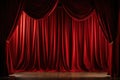 Theater stage with red curtains and spotlights. Royalty Free Stock Photo