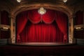 Theater stage with red curtains and spotlights. Royalty Free Stock Photo