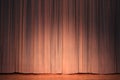 Theater stage with salmon colour curtain