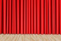 Theater stage with wooden floor and red curtains. Backstage. Realistic 3D vector illustration Royalty Free Stock Photo