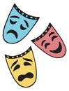 Theater symbol. Tragedy drama comedy mask doodle