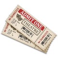 Theater tickets in retro style. Admission tickets isolated on white background Royalty Free Stock Photo