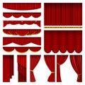 Theather red blind curtain stage isolated on a background illustration