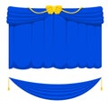 Theather scene blind blue curtain stage fabric texture performance interior cloth entrance backdrop isolated vector