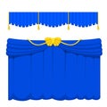 Theather scene blind blue curtain stage fabric texture performance interior cloth entrance backdrop isolated vector