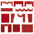 Theather scene red blind curtain stage fabric texture isolated on a white background illustration Royalty Free Stock Photo