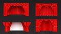 Theatre or cinema stage red curtain with folds. Royalty Free Stock Photo