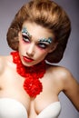 Theatre. Classy Woman with Fantastic Stagy Colorful Makeup. Fantasy