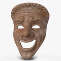 Theatre Comedy Mask Red Marble on white. 3D illustration