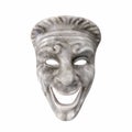 Theatre Comedy Mask White Marble on white. 3D illustration