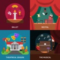 Theatre Concept Icons Set