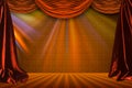 Theatre curtain and lighting on stage. Illustration of the curta Royalty Free Stock Photo