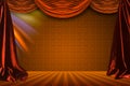 Theatre curtain and lighting on stage. Illustration of the curta Royalty Free Stock Photo