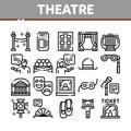 Theatre Equipment Collection Icons Set Vector