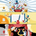 Theatre flat banner set vector design illustration Royalty Free Stock Photo