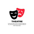 Theatre icon. Comedy and tragedy theater masks. Vector on isolated white background. EPS 10 Royalty Free Stock Photo