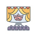 Color illustration icon for Theatre, stage and spotlight