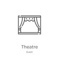 theatre icon vector from event collection. Thin line theatre outline icon vector illustration. Outline, thin line theatre icon for