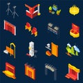 Theatre Isometric Icons Set