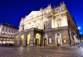 Theatre La Scala in Milan, Italy, by night. One of the most famous Italian buildings - 1778 Royalty Free Stock Photo