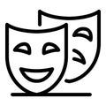 Theatre masks icon, outline style